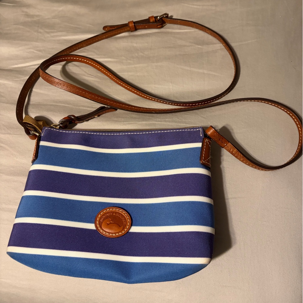 Dooney & Bourke Striped Blue and White Crossbody Bag